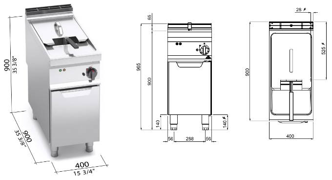 E9F22-4MS, friggitrice elettrica 22 litri su vano